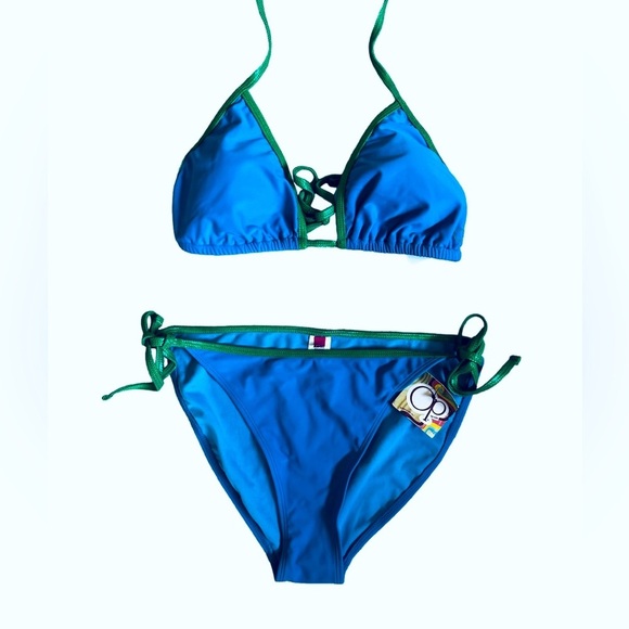 Exhilaration 2pc Bikini - Blue & Metallic Green - NWT - Picture 1 of 4
